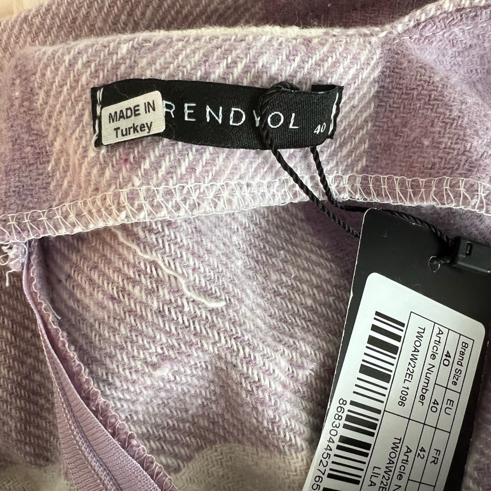 𝅺trendyol Women’s Purple Checkered‎ Dress Size 40 NWT - Picture 8 of 11